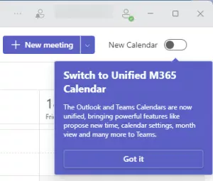Switch to Unified M365 calendar